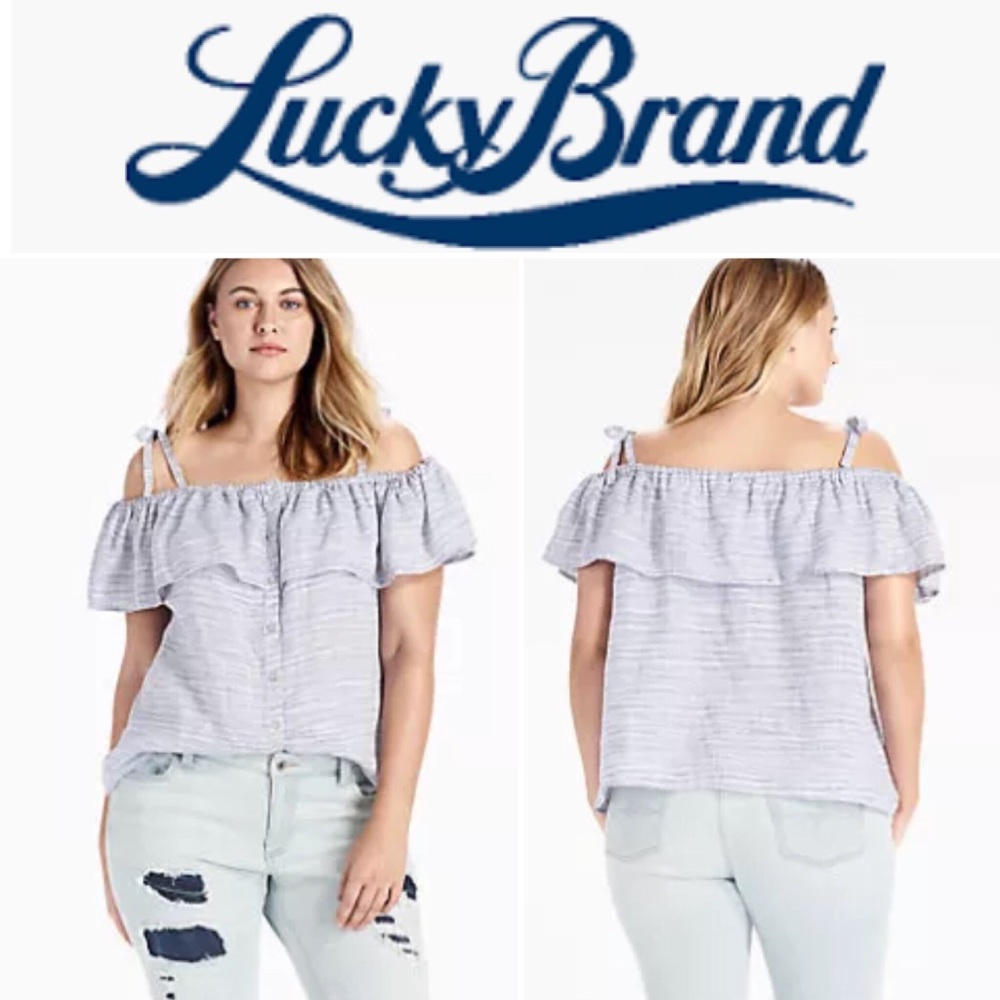 🎉HP🎉 LUCKY BRAND 100% Linen Off-shoulder Top